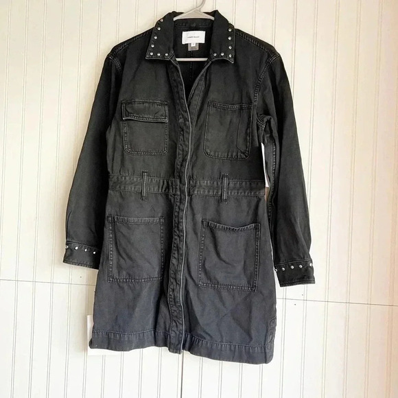 Current/Elliott  Size S The Debbie Studded Denim Shirt Dress Washed Black NEW! - Picture 3 of 8